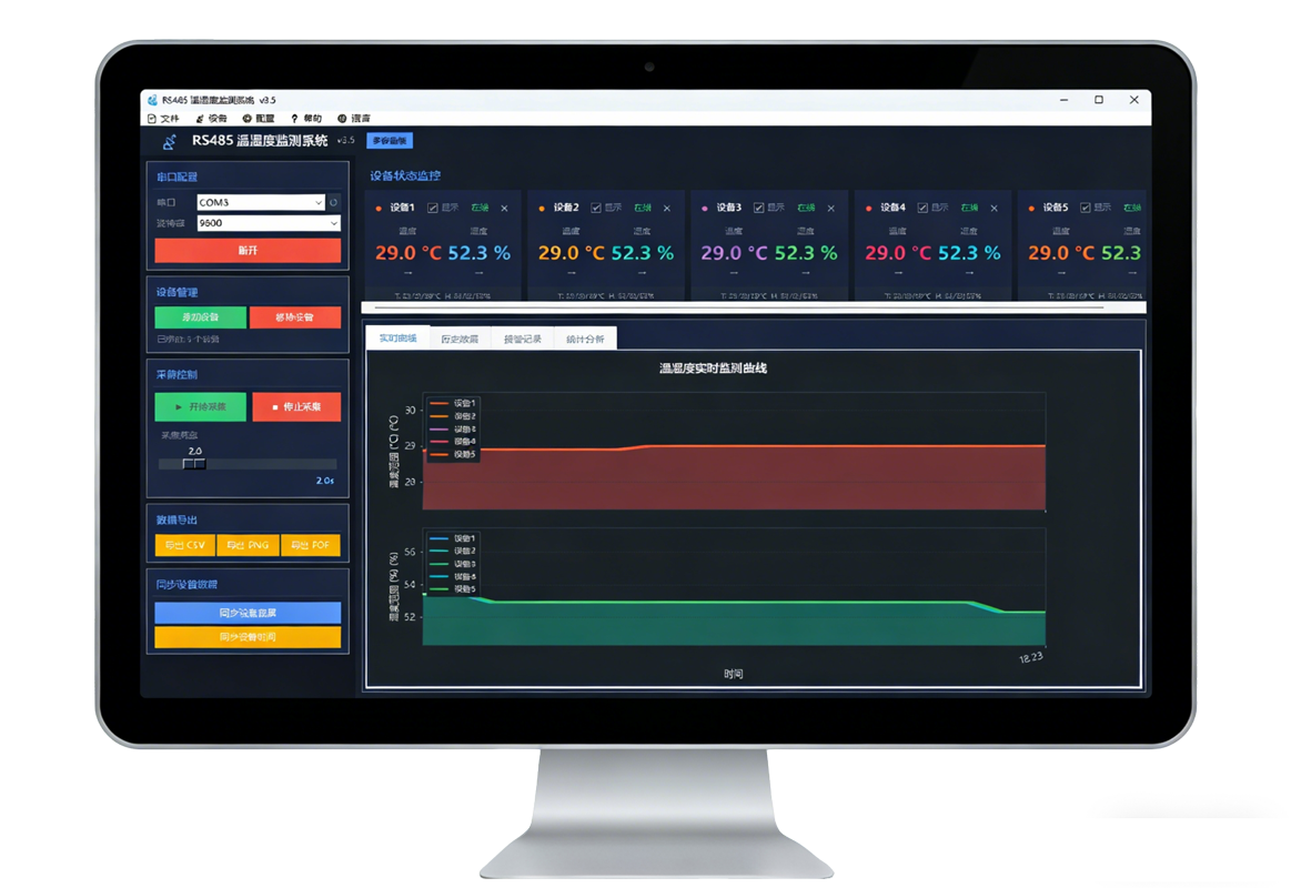带RS485通讯的产品怎么用电脑查看数据？RS485温湿度监测系统它来了。